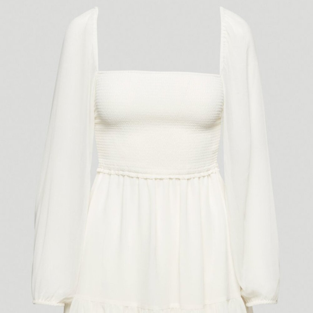 BNWOT Aritzia Wilfred Tempest chiffon dress | light birch, size S